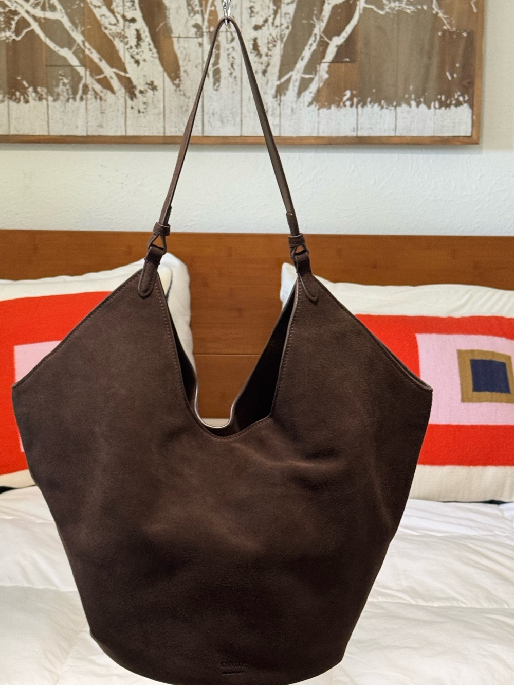 Khaite Coffee Brown Suede Medium Lotus Bag $3600
